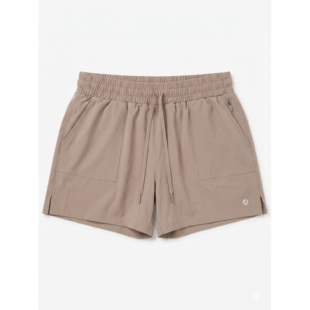LegEnd Activewear Womens Shorts Size M Taupe Tan Lined Hiking Running Drawstring